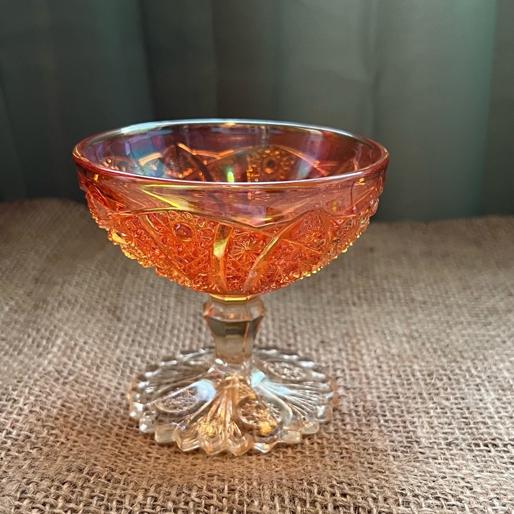 Iridescent Vintage Orange Carnival Glass EUC